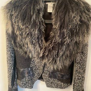 Beautiful Alberto Makali Wool & Genuine Fur Trim Jacket